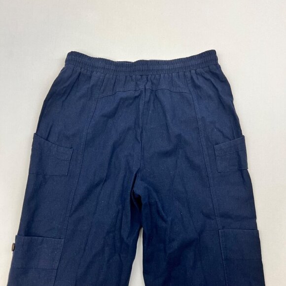 Joie Womens Linen Blend Cargo Pants Navy Size Large Drawstring - Picture 6 of 9
